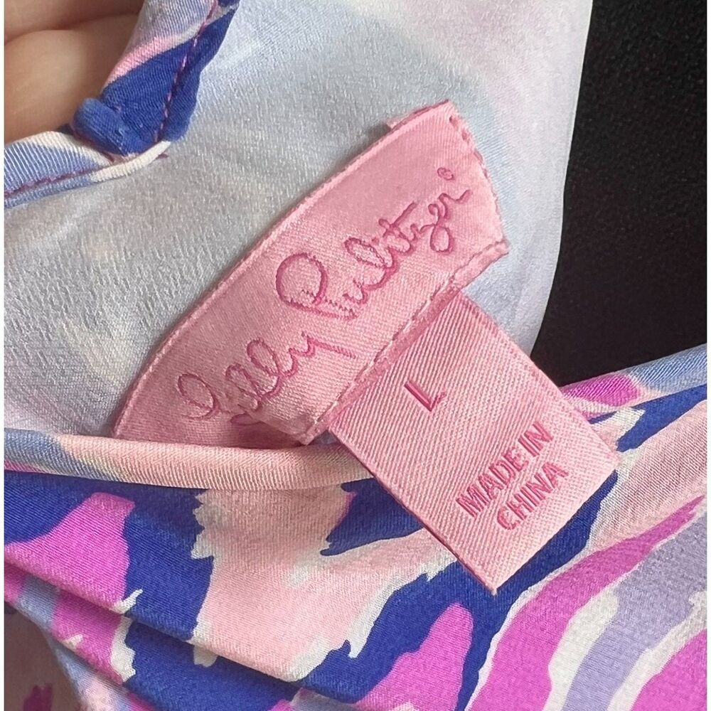💜 Lilly Pulitzer Lela Dress – One Too Many Print | Size L | 100% Silk - Picture 4 of 7